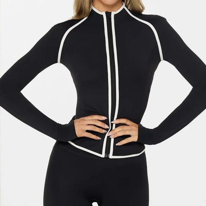 Seamless Zip Jacket Set for Women – Body Sculpting Yoga & Gym Outfit