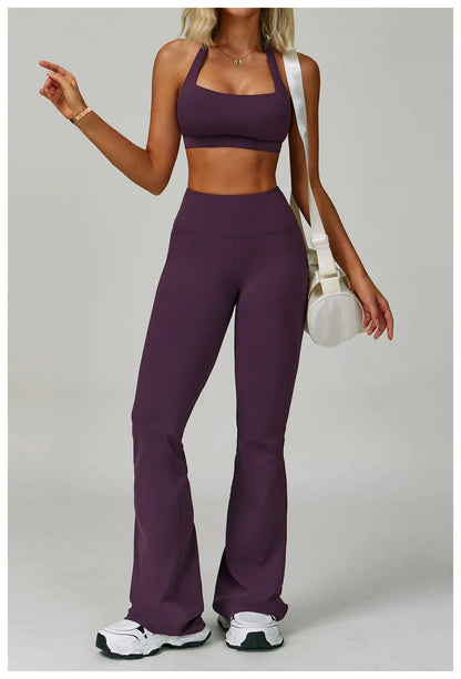 Yoga Set Women's Sportswear Yoga Suit Sports Top High Waist Leggings Two Piece Workout Clothes Fitness Gym Sets Athletic Wear