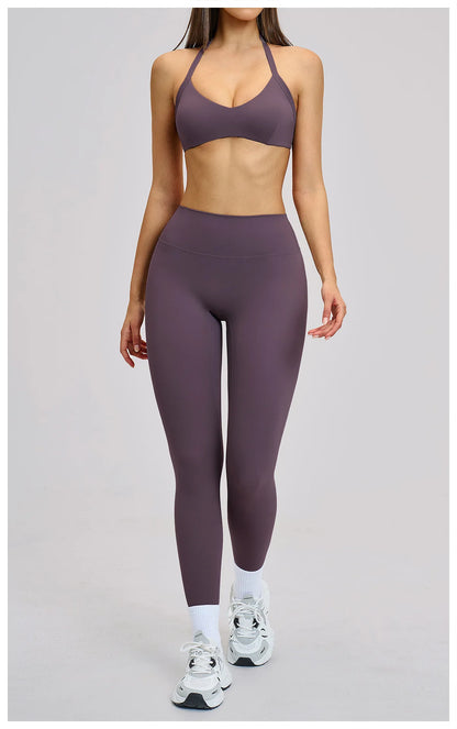 Women’s Flare Leggings Set with Hollow Back Sports Bra | Gym & Yoga
