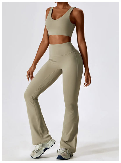 Women’s Seamless Activewear Set – Long Sleeve Crop Top & Sculpting Gym Leggings (2PCS)