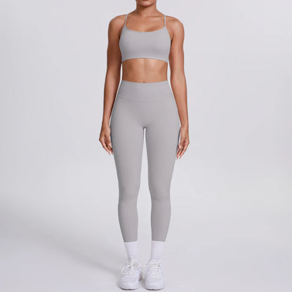 Yoga Suit Sports Set Gym Seamless High Impact Sports Bra Women's High Waist and Hips Tight Peach Buttocks Pants Womens Sportswea