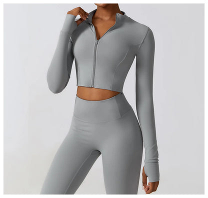 Women’s Quick-Dry Fitness Jacket – Zip-Up Long Sleeve Workout & Yoga Training Top