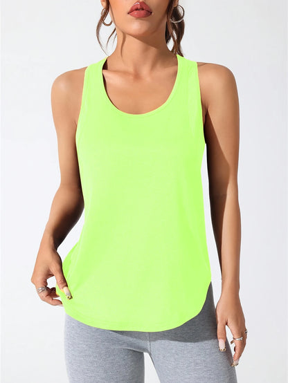 Fluorescent green women's letter print sports vest, breathable, versatile, suitable for casual outing exercise running outdoors