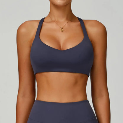 Women’s Cross Back High-Impact Sports Bra – Shockproof Halter Neck Gym & Yoga Bra