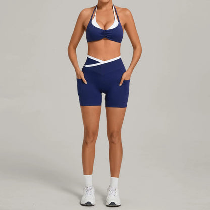 Women’s Seamless Yoga Set – Slim Fit Sports Bra & High-Waist Sculpt Shorts