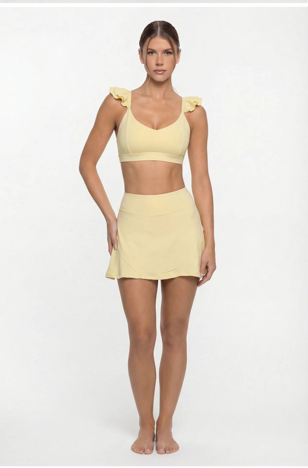 Women’s Workout Set – Anti-Exposure Yoga Bra & Skirt