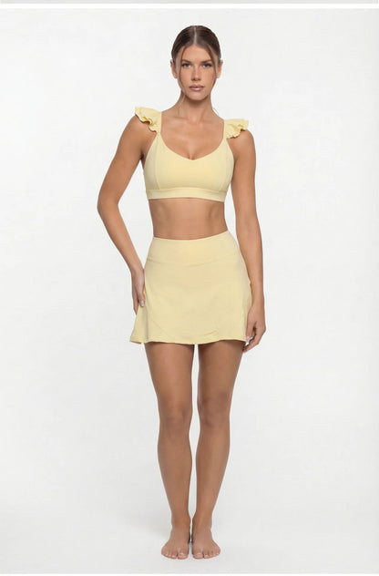 Women’s Workout Set – Anti-Exposure Yoga Bra & Skirt