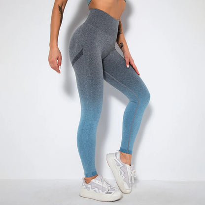 Seamless Gradient High-Waist Push-Up Yoga Leggings for Women