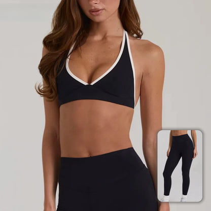 Women’s High Elastic Activewear Set – Seamless Sports Bra & Biker Shorts