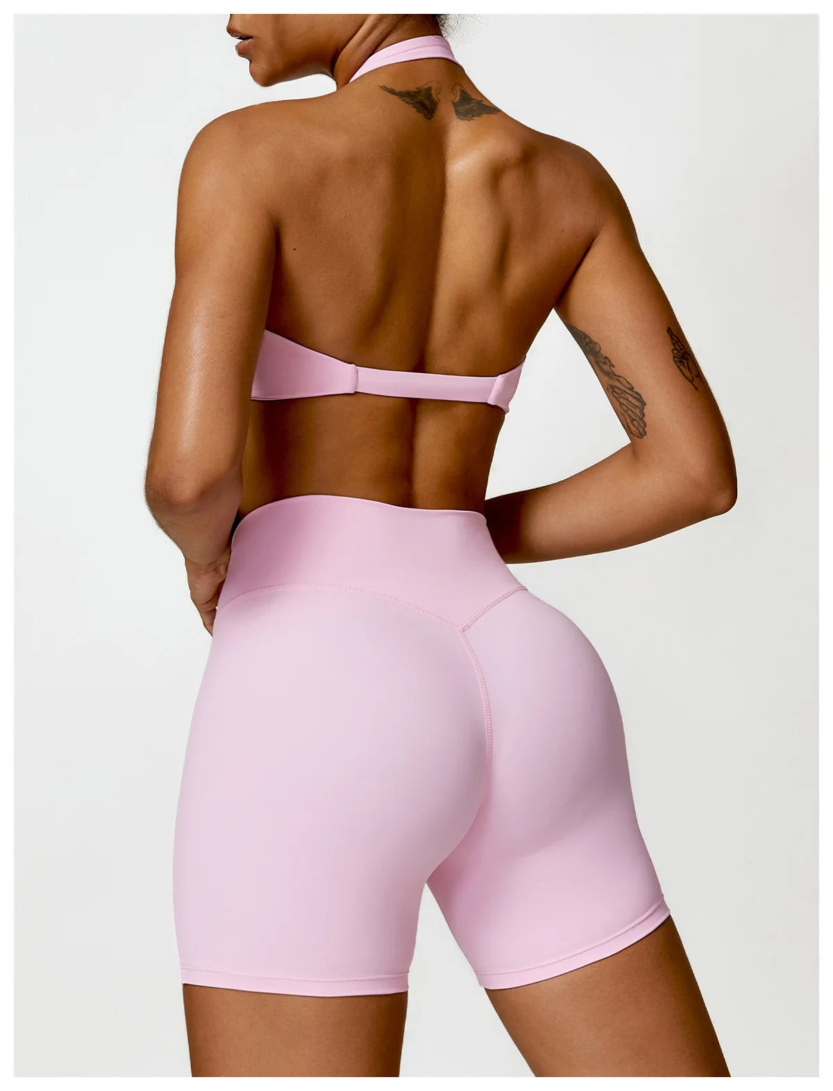 SculptFit Halter Sports Bra – Open Back Push-Up Gym Top