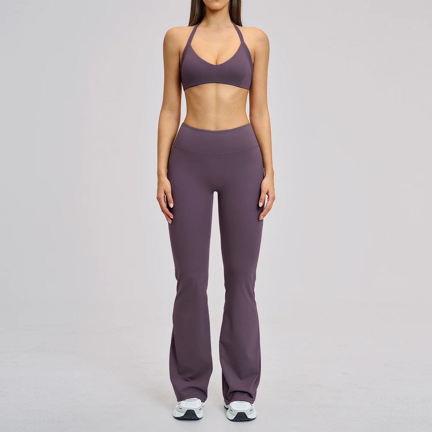 Women’s Flare Leggings Set with Hollow Back Sports Bra | Gym & Yoga