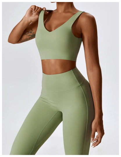 Women’s Seamless Activewear Set – Long Sleeve Crop Top & Sculpting Gym Leggings (2PCS)