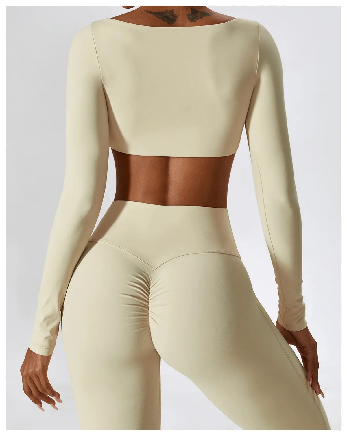 Women’s Seamless Activewear Set – Long Sleeve Crop Top & Sculpting Gym Leggings (2PCS)