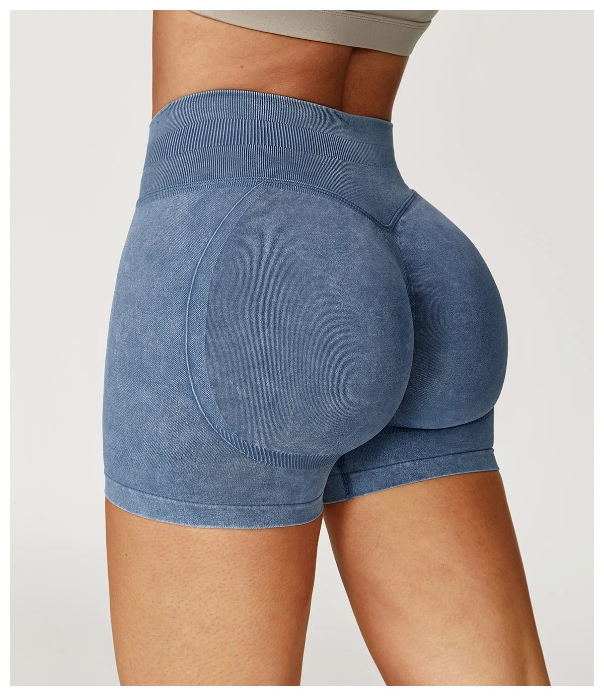 Women’s High Waist Sand Washed Gym Shorts – Sculpt & Lift Fit
