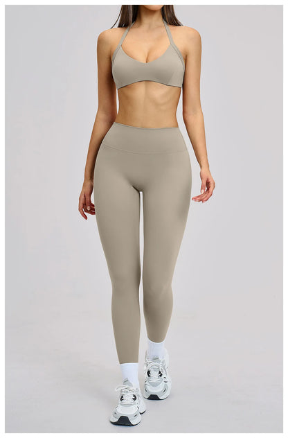 Women’s Flare Leggings Set with Hollow Back Sports Bra | Gym & Yoga