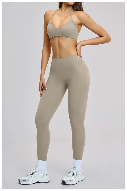 Women’s Flare Leggings Set with Hollow Back Sports Bra | Gym & Yoga