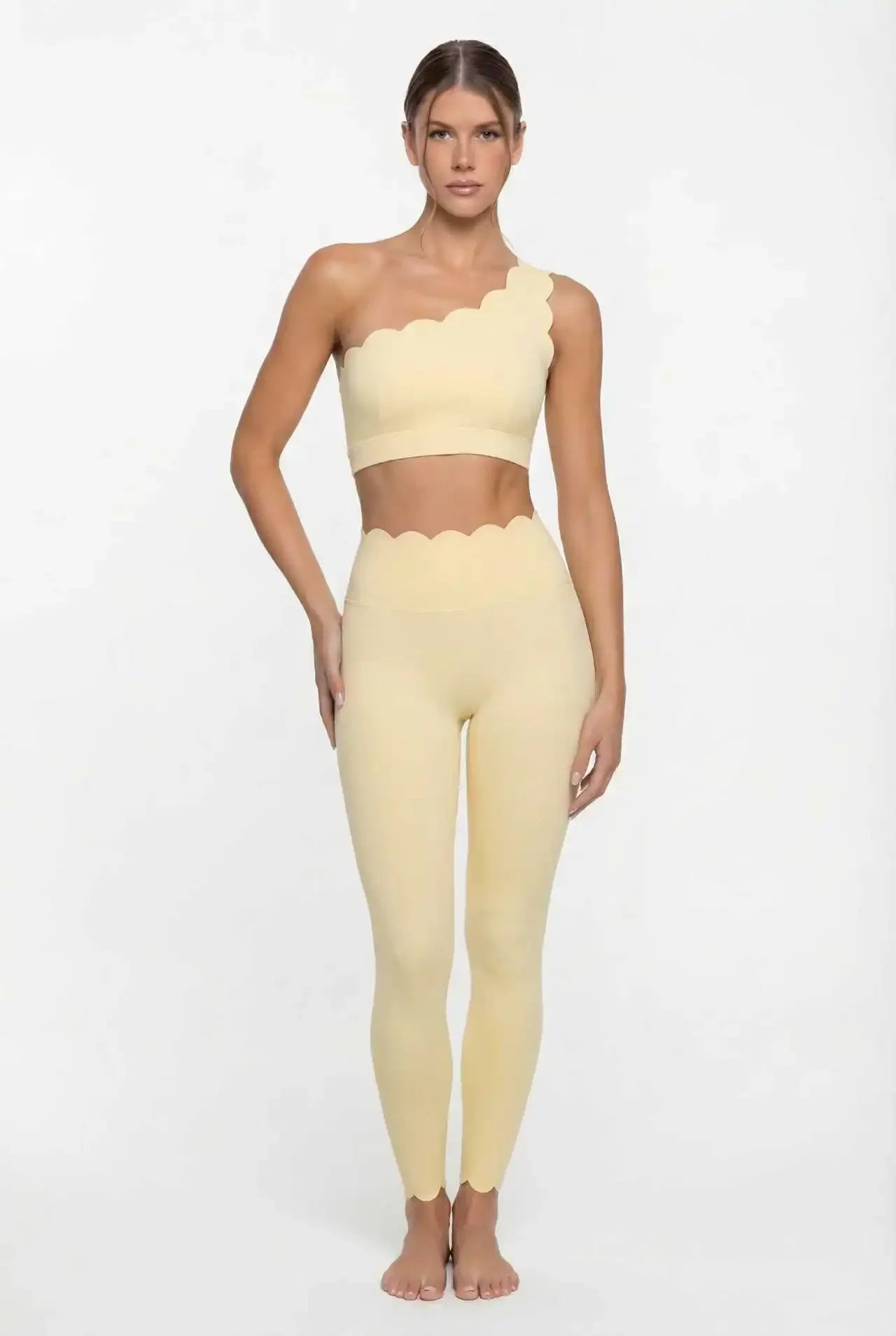 Women’s Elegant One-Shoulder Activewear Set – Lace Beauty Back (2-Piece)