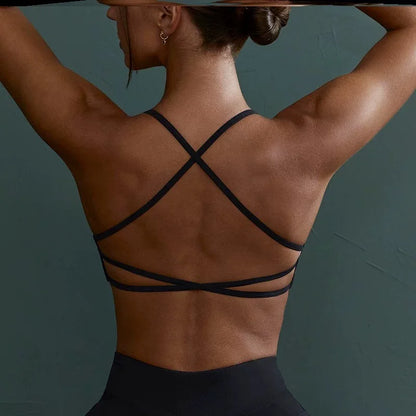 Women’s Cross Back Sports Bra – Shockproof, Breathable Gym & Yoga Activewear