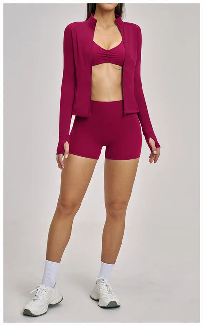 Women’s Zip-Up Performance Jacket – Long Sleeve Quick-Dry Gym & Yoga Activewear