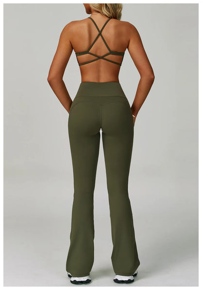 Yoga Set Women's Sportswear Yoga Suit Sports Top High Waist Leggings Two Piece Workout Clothes Fitness Gym Sets Athletic Wear