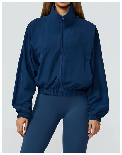 Women’s Seamless Zip-Up Gym Jacket with Pockets | Long Sleeve Workout & Running Top