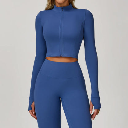 Women’s Quick-Dry Fitness Jacket – Zip-Up Long Sleeve Workout & Yoga Training Top