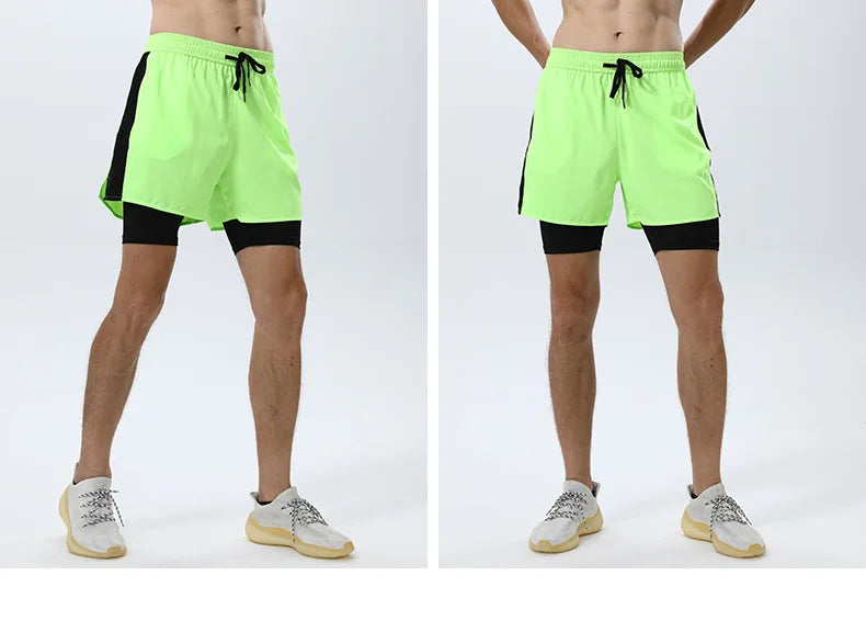 Men’s Double Layer Running Shorts – Loose Fit Quick-Dry Fitness & Training Pants