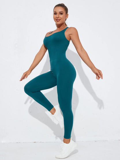 Women’s Backless Bodycon Jumpsuit – Sleeveless Hollow Out Active Romper