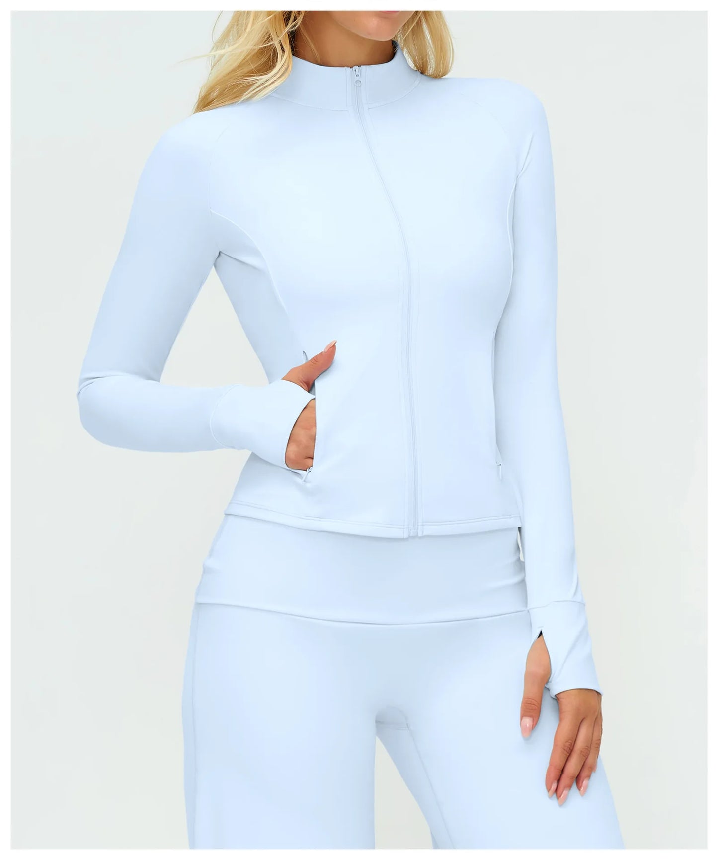 Women’s Zip-Up Performance Jacket – Long Sleeve Quick-Dry Gym & Yoga Activewear
