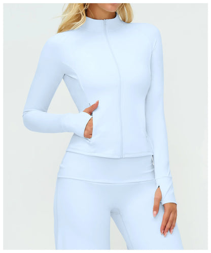 Women’s Zip-Up Performance Jacket – Long Sleeve Quick-Dry Gym & Yoga Activewear