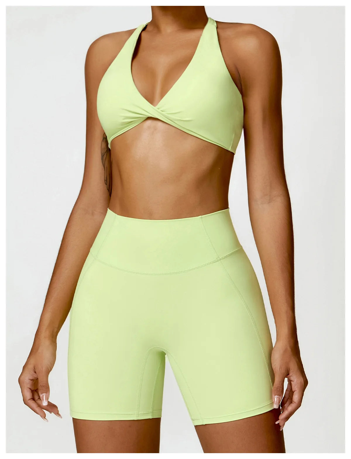 SculptFit Halter Sports Bra – Open Back Push-Up Gym Top