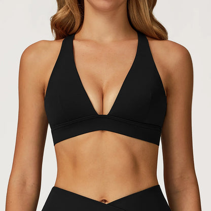 Women’s Pleated Sports Bra Push-Up – Quick-Dry Shockproof Workout Top