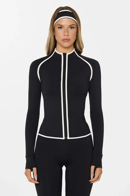 Seamless Zip Jacket Set for Women – Body Sculpting Yoga & Gym Outfit