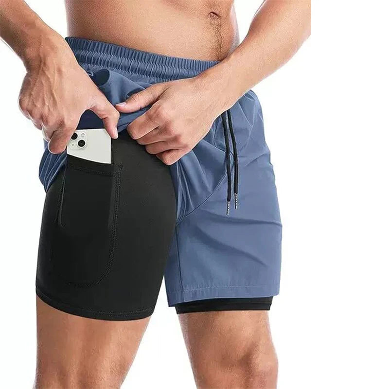 Men’s 2-in-1 Gym Running Shorts – Quick Dry Workout & Training Activewear