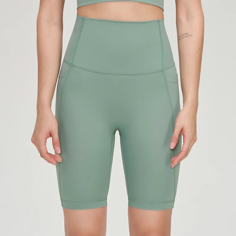 Seamless High Waist Workout Shorts for Women | Gym, Yoga & Cycling Shorts with Pockets