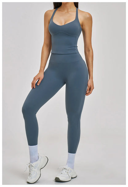 Women’s 2PCS Yoga Set – High Waist Leggings & Sports Bra Gym Workout Outfit