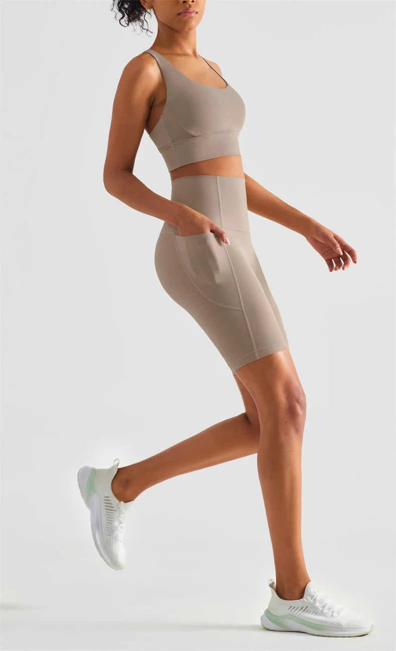 Seamless High Waist Workout Shorts for Women | Gym, Yoga & Cycling Shorts with Pockets