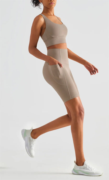 Seamless High Waist Workout Shorts for Women | Gym, Yoga & Cycling Shorts with Pockets