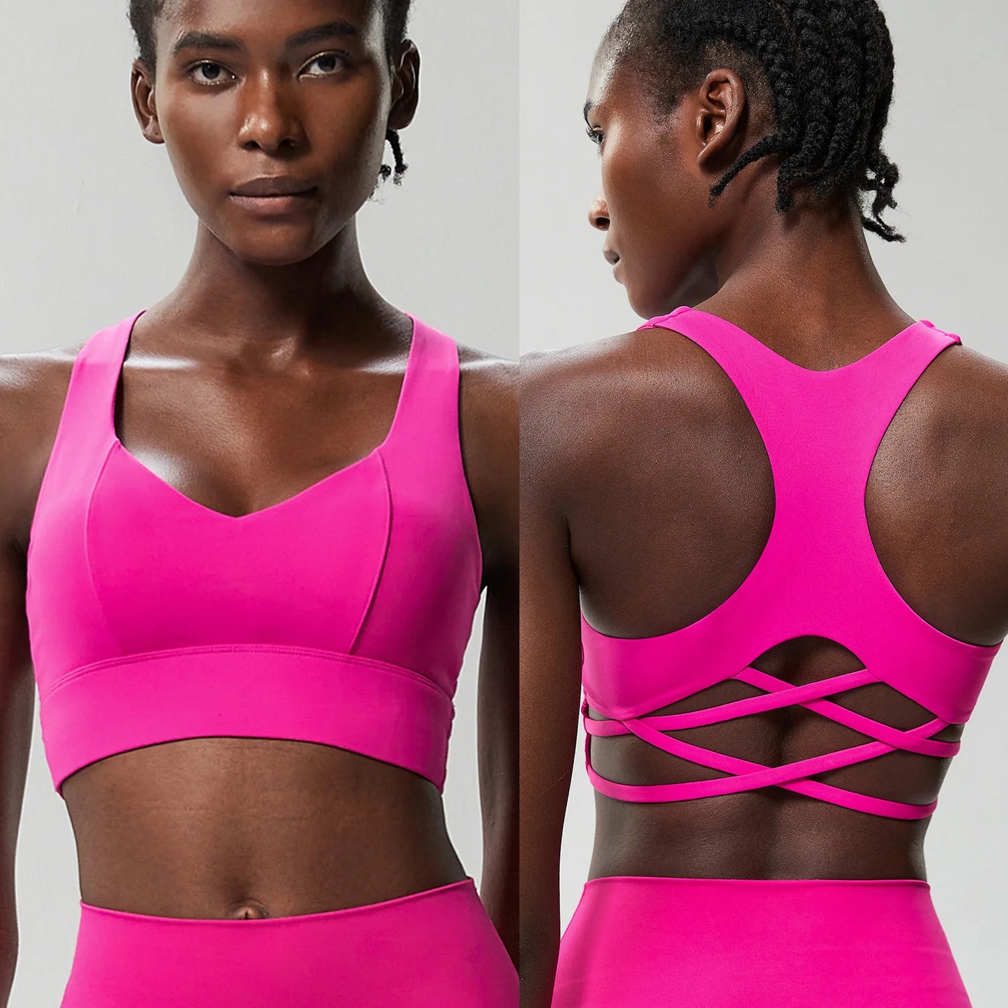 Women’s High Impact Push-Up Sports Bra – Seamless Stretch Gym Crop Top