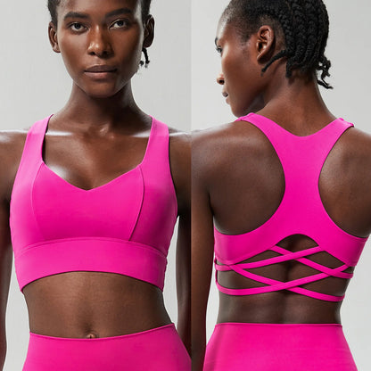 Women’s High Impact Push-Up Sports Bra – Seamless Stretch Gym Crop Top