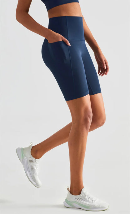 Seamless High Waist Workout Shorts for Women | Gym, Yoga & Cycling Shorts with Pockets