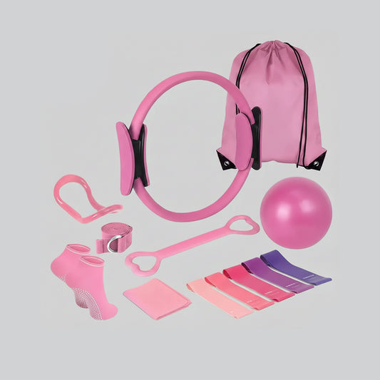 Pilates Ring Set 13 Pcs - Home Gym Equipment for Strength Training, Toning & Stretching incl. Yoga Accessories - All Levels