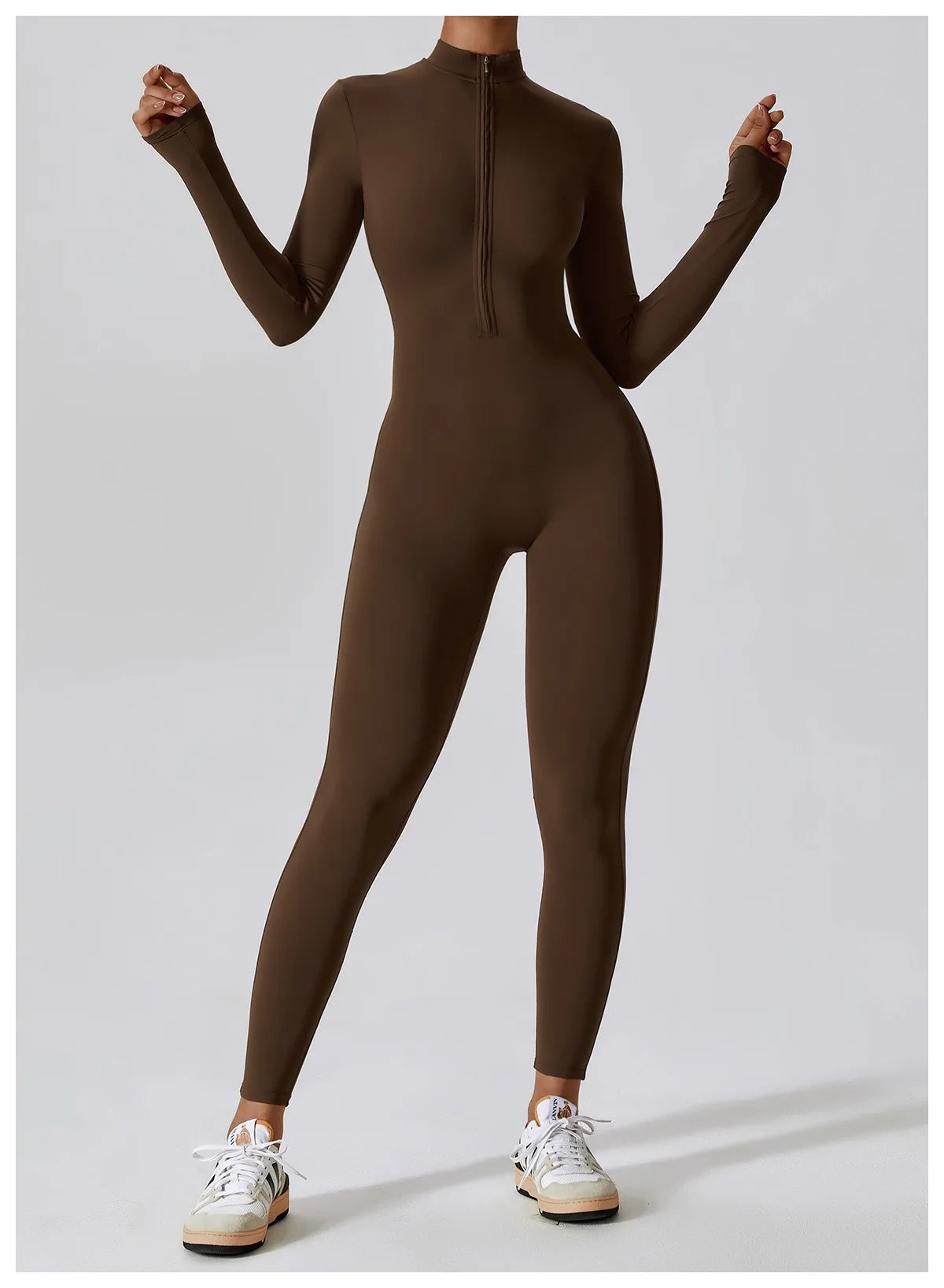 Warm Plush One-Piece Fitness Jumpsuit for Women | Long Sleeve Gym Wear