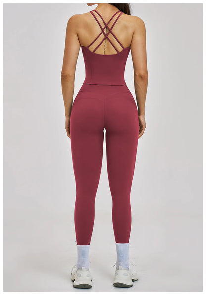 Women’s 2PCS Yoga Set – High Waist Leggings & Sports Bra Gym Workout Outfit