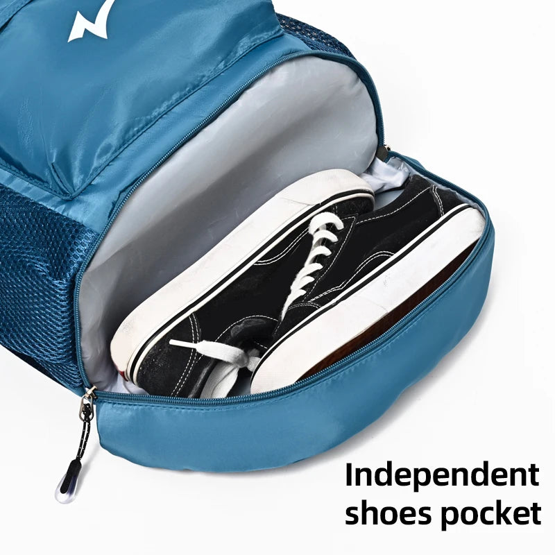 Lightweight Drawstring Gym Backpack with Shoe Compartment & Multi Pockets