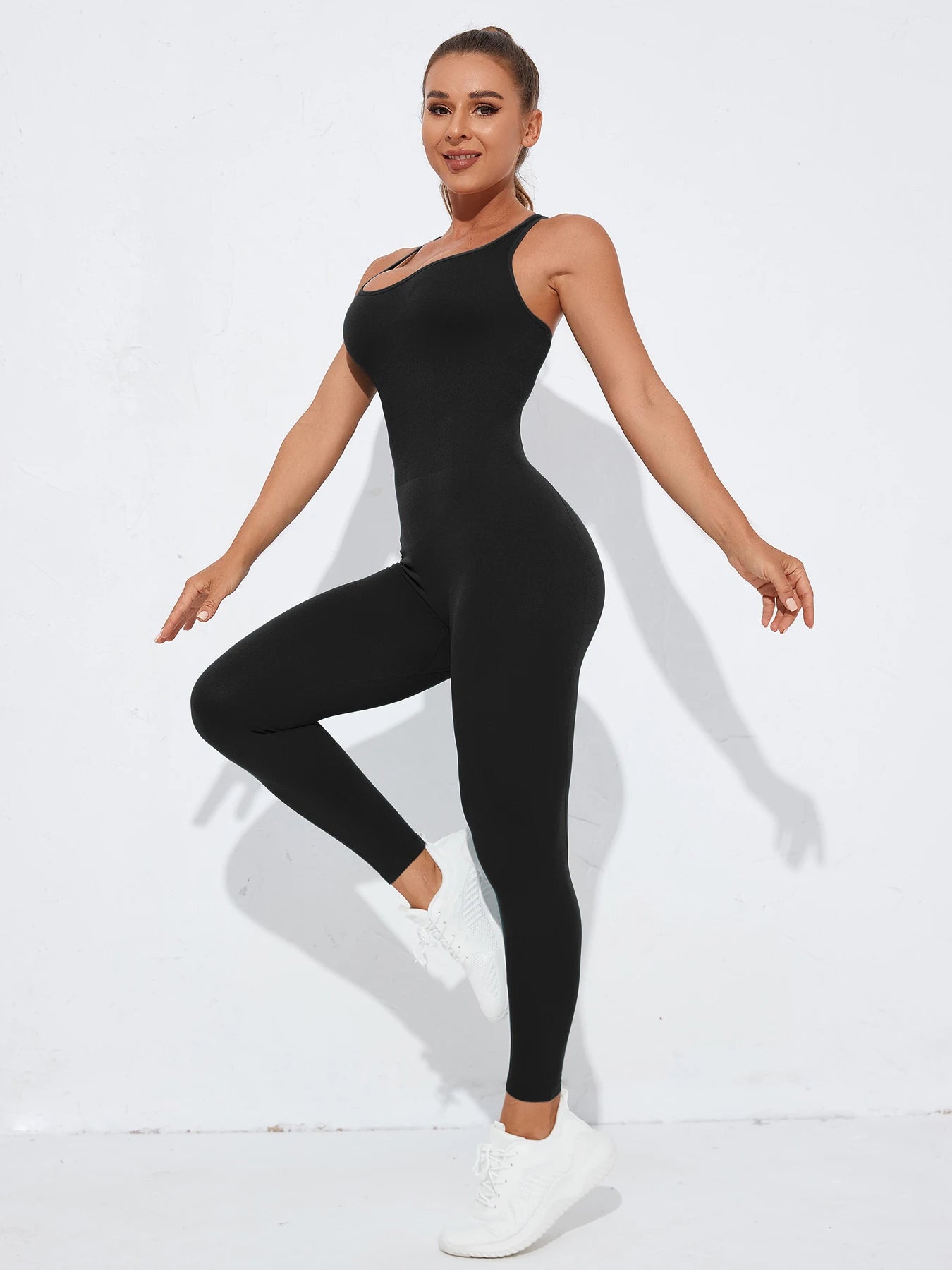 Women’s Backless Bodycon Jumpsuit – Sleeveless Hollow Out Active Romper