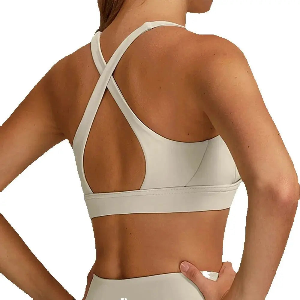 Women’s Pleated Sports Bra Push-Up – Quick-Dry Shockproof Workout Top