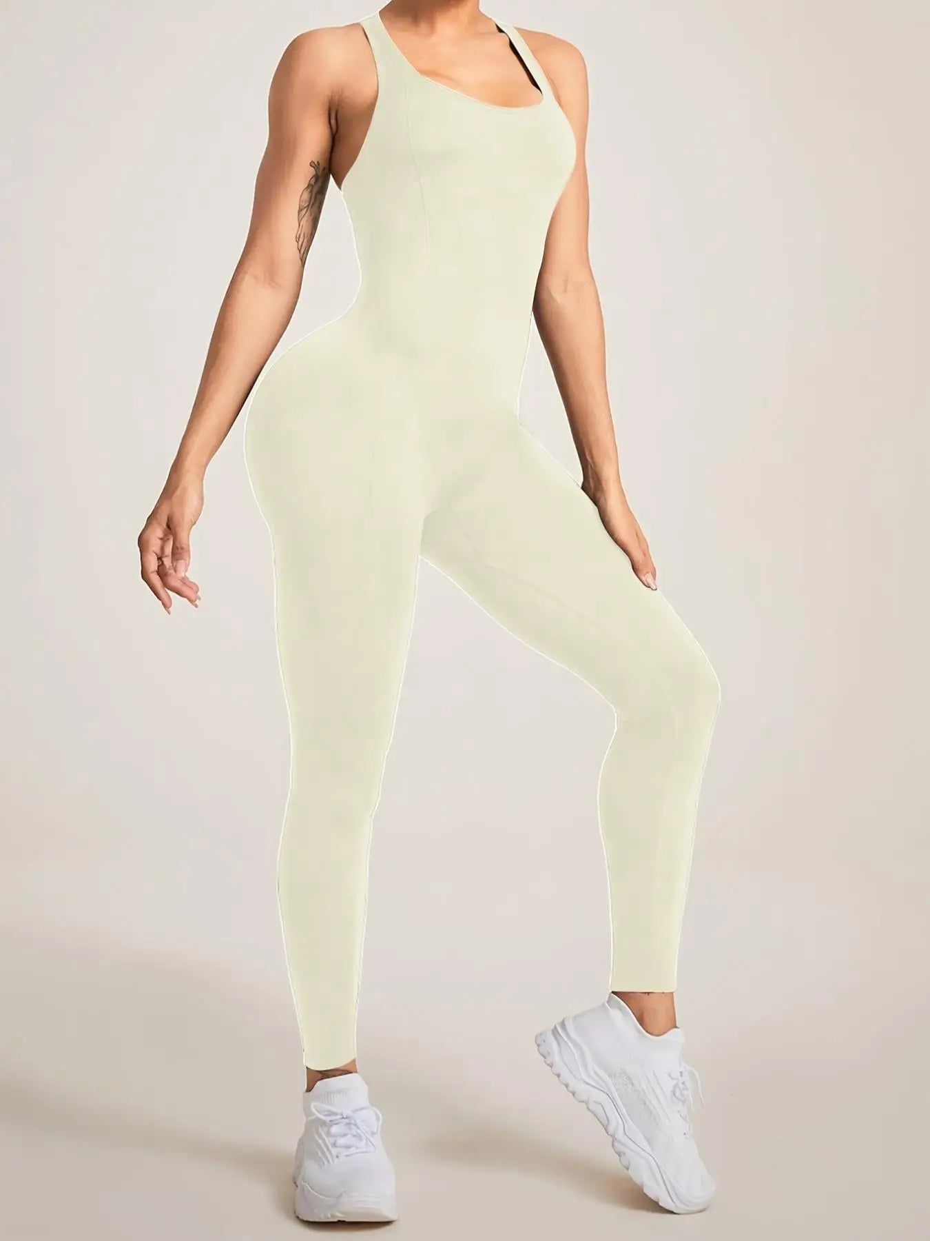 Women’s Backless Bodycon Jumpsuit – Sleeveless Hollow Out Active Romper