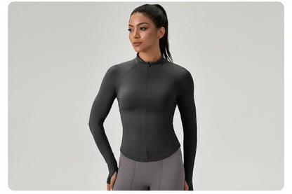 Women's Half-Zip Performance Top – Sculpt Fit Long Sleeve Activewear