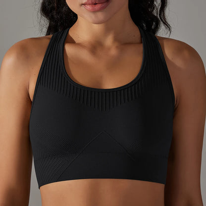 Seamless Shockproof Sports Bra for Women – Padded Yoga & Gym Tank Top